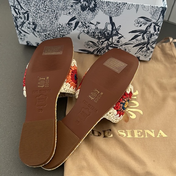 De Siena Raffia Embroidered Slides From Athropologie - Picture 2 of 6